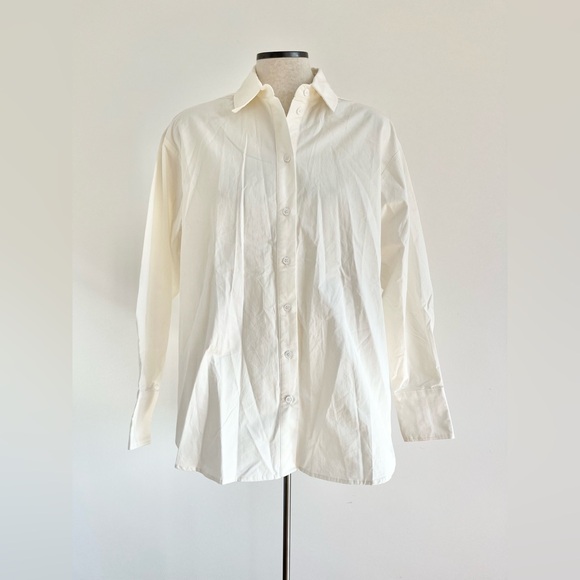 DISSH Shae White Crisp Cotton Oversized Boyfriend Button-Up Blouse Shirt Top - Picture 5 of 10